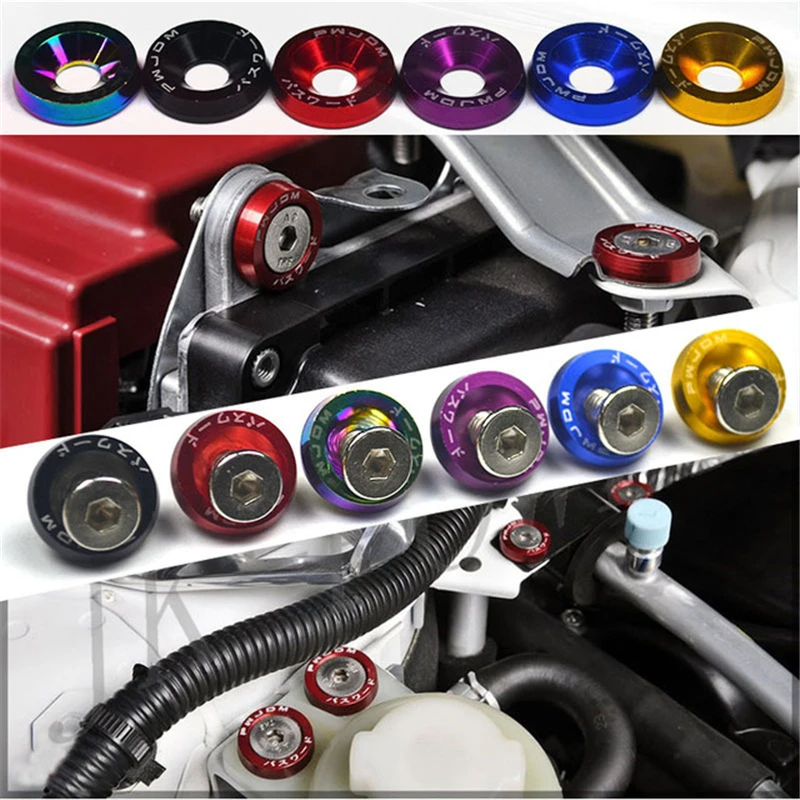 Auto Fasteners 10pcs Car Modified Hex Fender Washer Bumper Engine Concave Screws Aluminum JDM for Honda