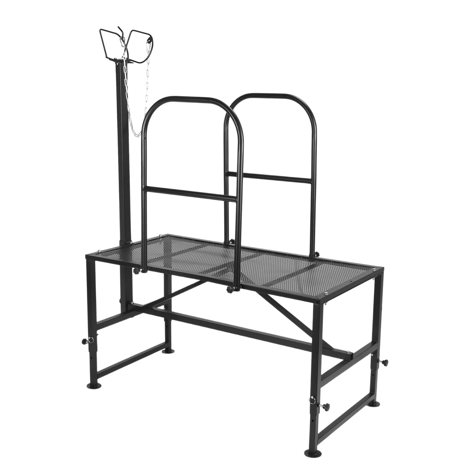 Sheep Stand Adjustable Height 20.5in To 31.5in Metal Livestock Trimming Stand with Headpiece and Nose Loop for Goats and Lambs
