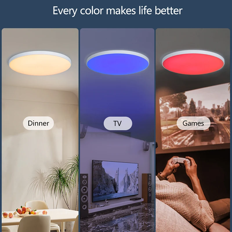 Tuya Smart WiFi Ceiling Light 24W 220V RGB Circular Round Ambient Lamp APP Control Voice Control Alexa Home For Indoor Light