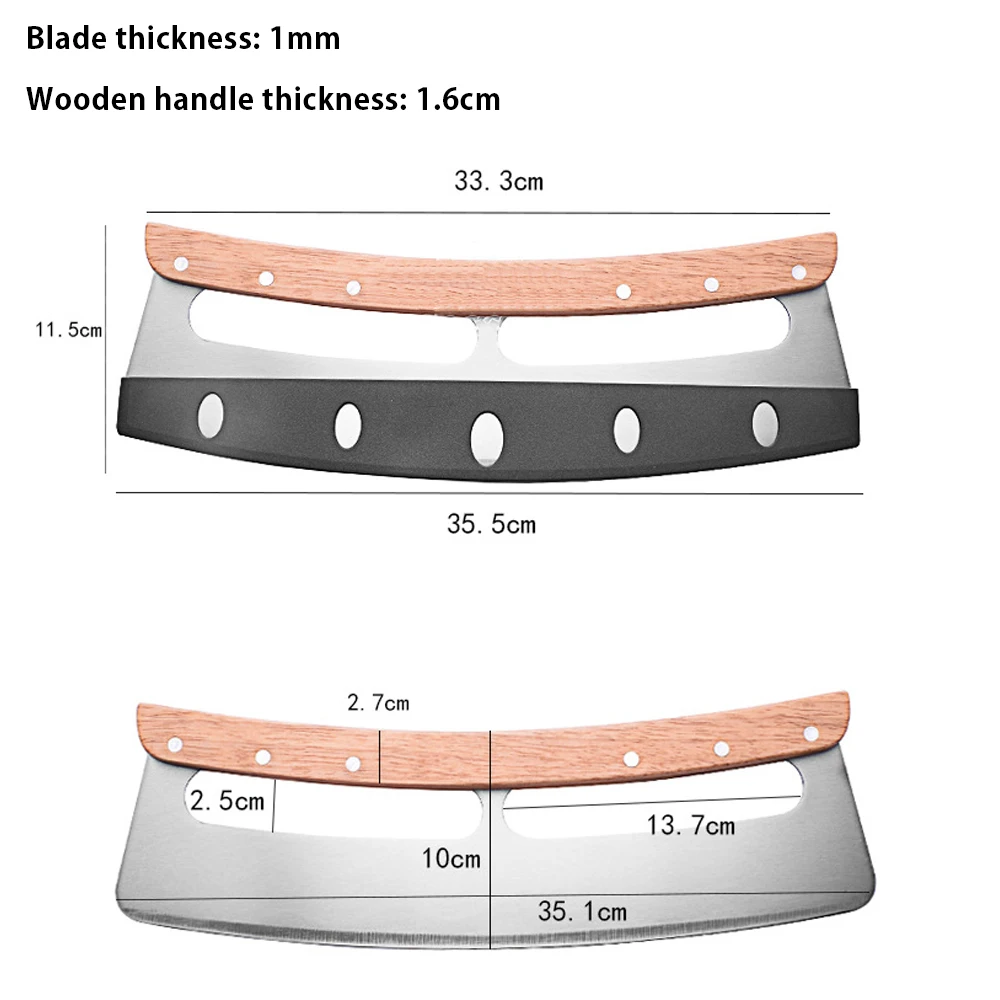 35cm Large Pizza Cutter Sharp Rocker Blade Stainless Steel Pizza Slicer Knife with Cover Kitchen Tools Accessories
