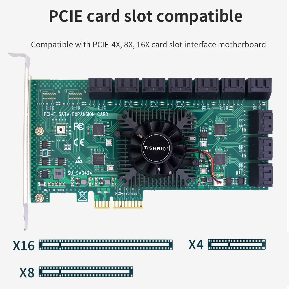 PCIE Sata Adapter 1x 4x 16x To 2/6/10/16/20/24 Ports SATA 3.0 PCI Express Expansion Card Pci Sata Controller 6Gbps Add On Card