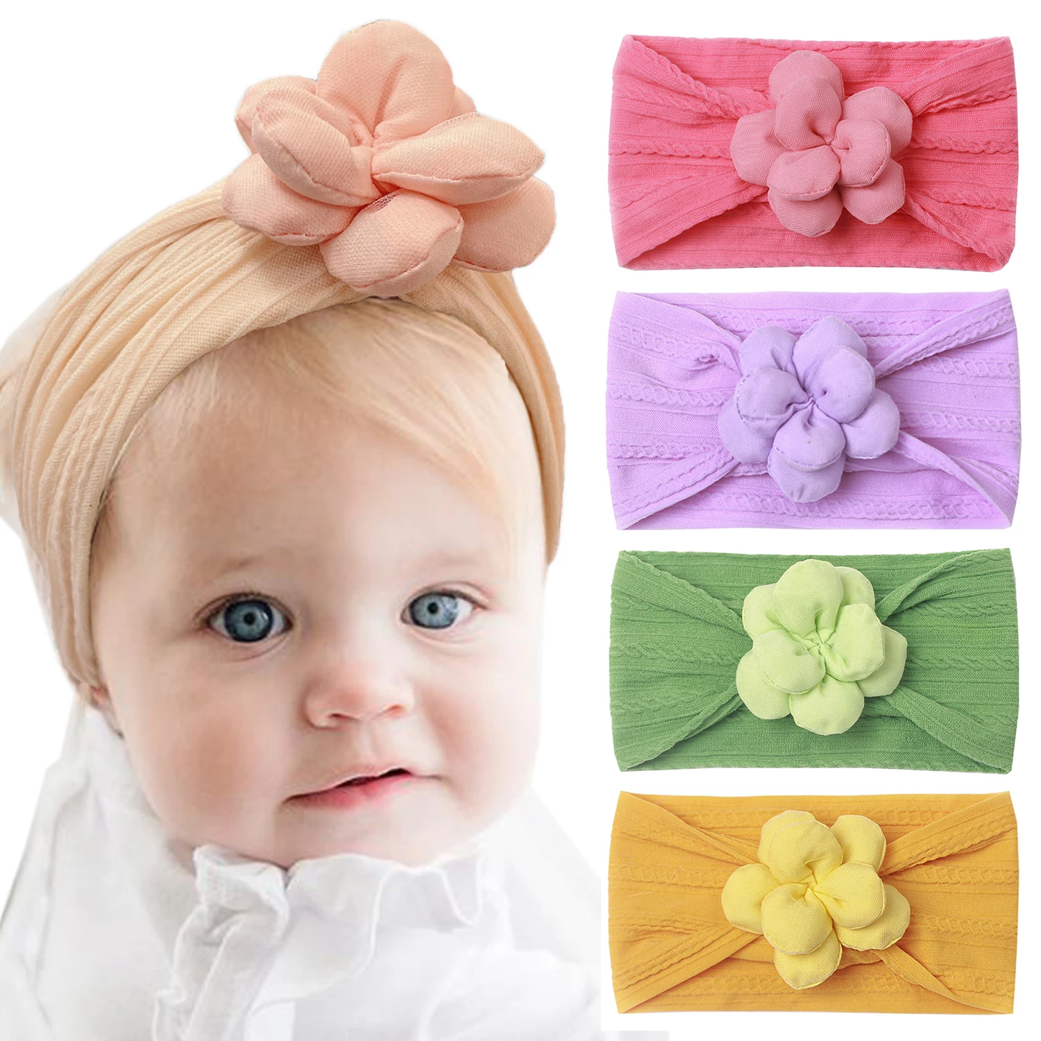 NewbornBabyHeadbandsElasticSoftNylonGirlsHairBandsChildren