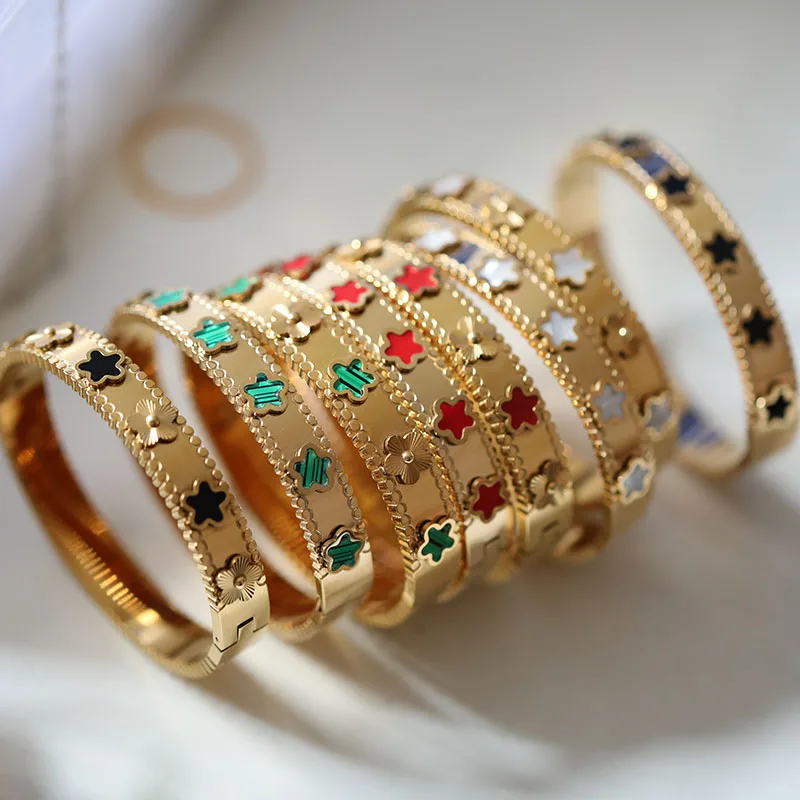 Bracelet - messing - fleurs