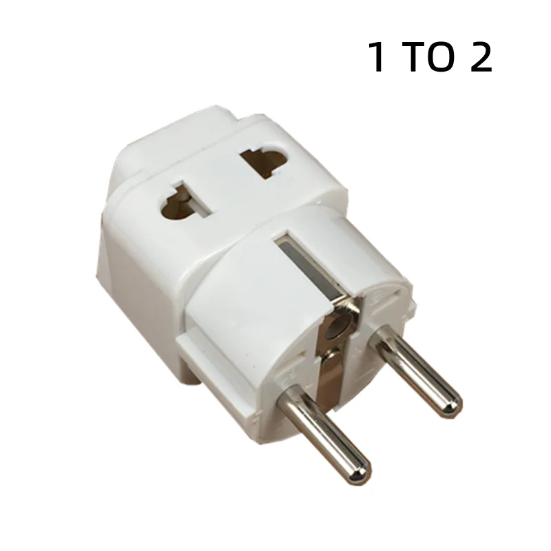 1pc Adaptador de enchufe europeo Schuko Tipo E / f Convertidor de viaje  universal mundial para Alemania Francia Corea Rusia Países Bajos Dinamarca  (blanco)