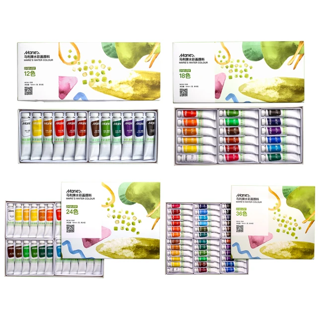 5/12ml Watercolor Paint Set 12/18/24 Color Marley Painting Children/Adult/Beginner  Non-toxic Watercolor Paint Art Supplies - AliExpress