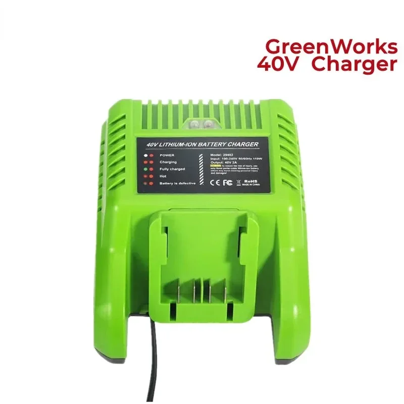 

40V Lithium-ion Battery Charger 29482 Compatible with GreenWorks G40C Tools for G-Max 36V 40V Li-ion Battery 29472 Power Tools