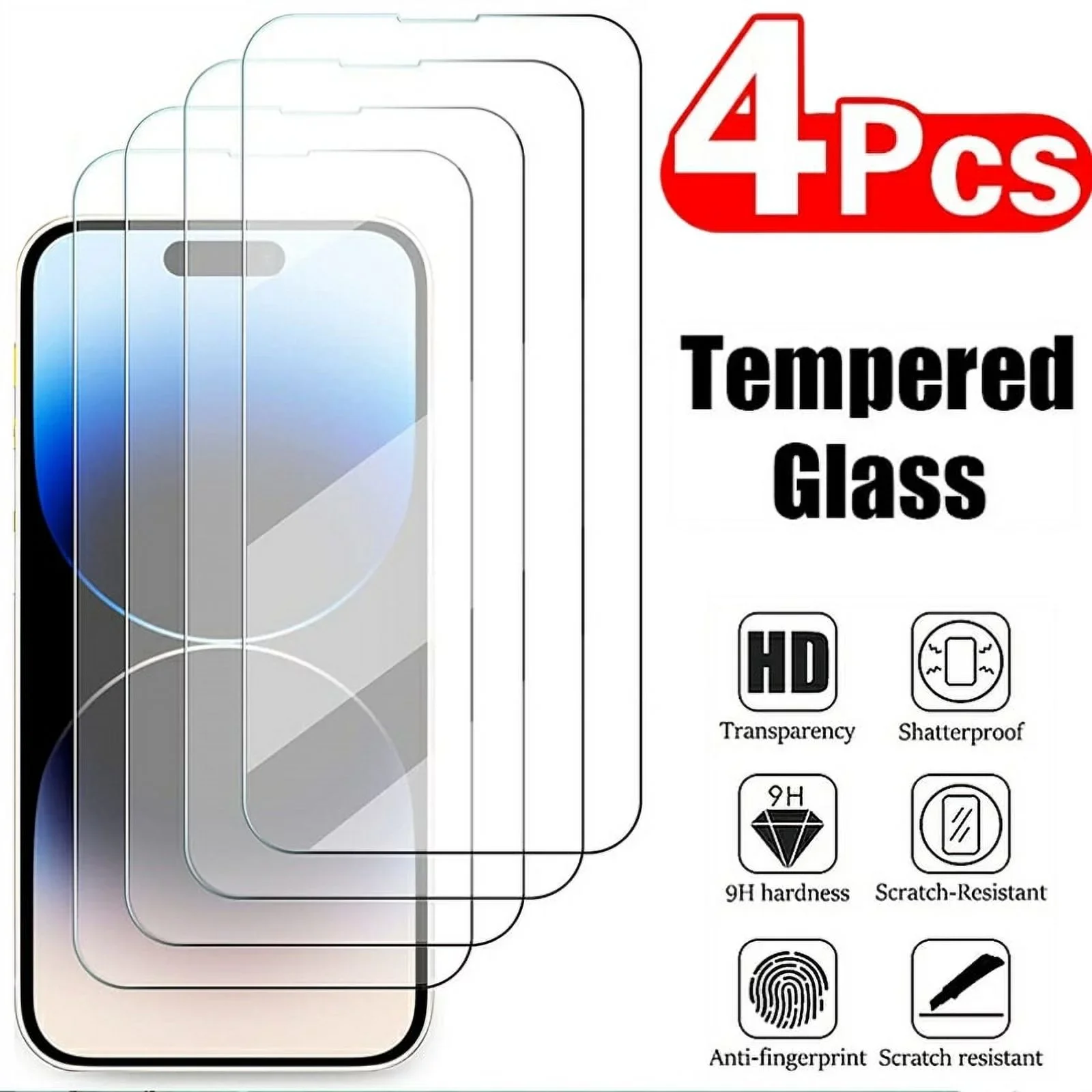 

4Pcs Tempered Glass For IPhone 15 14 13 12 11 Pro Max X XS XR Mini 14 Plus Screen Protector For Iphone 14 15 Pro Max Glass