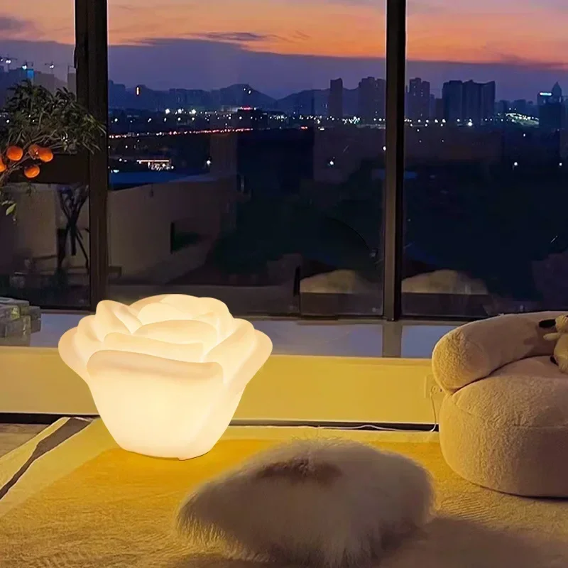 Nordic Petal Floor Light Cream Wind Night Light for Bedroom Living Room Decorative Lamp Luxury Vertical Lamp for Homes