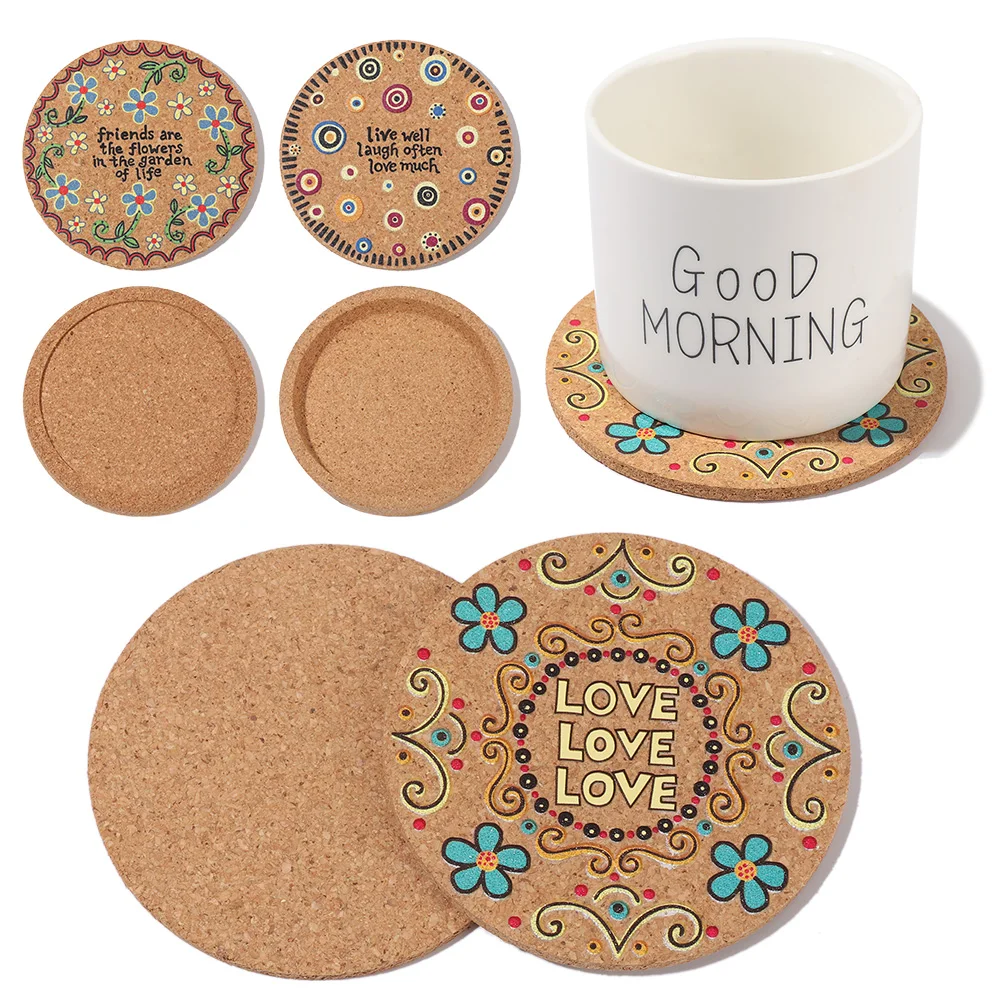 Non-Slip-Cork-Coasters-Natural-Wooden-Round-Coffee-Cup-Mat-Heat ...