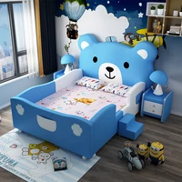 Creative Cartoon Bear Children’s Bed Modern Simple Princess Bed Solid Wood 1.5m Single Bed With Guardrail Cama Furniture Home