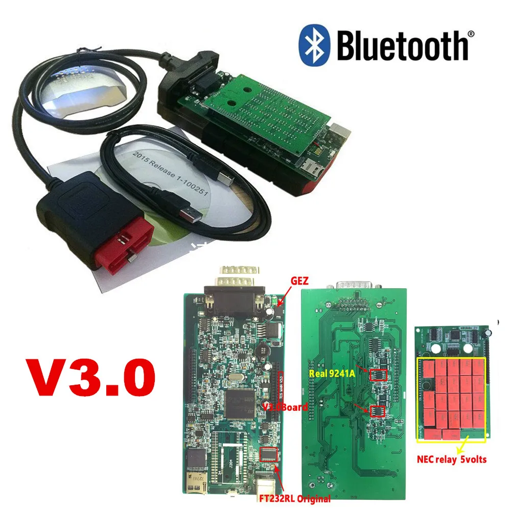 V3.0 PCB .11 Keygen V3 with 21 Relays 9241 Chip RT232RL For Tnesf Delphis Orpdc VD DS150E CDP Bluetooth VD TCS CDP Pro