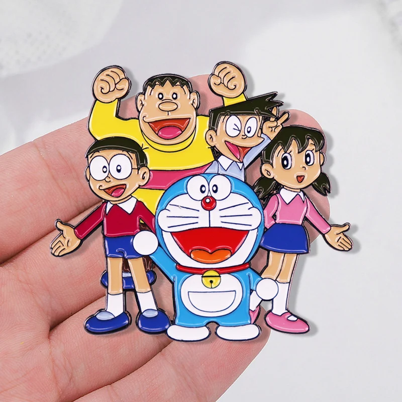 Японская мультяшная эмалированная булавка Doraemon, милая булавка Nobita Nobi, модная женская брошь, модный аксессуар, Подарочная бижутерия