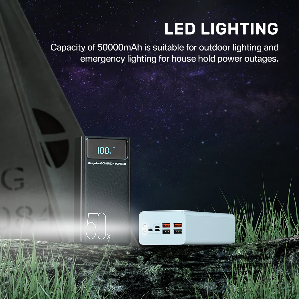 ASOMETECH Power Bank 50000mAh Portable Charger LED Light Poverbank Powerbank 50000 mAh External Battery For iPhone Xiaomi Samsung Huawei - Image 6