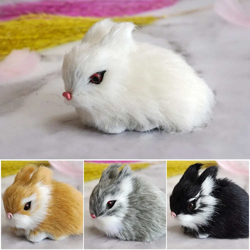 Simulation Chick Rabbit Plush Toy Children Cognition Chicken Model Figurine Realistic Furry Animal Doll Chicken Easter Gift 5