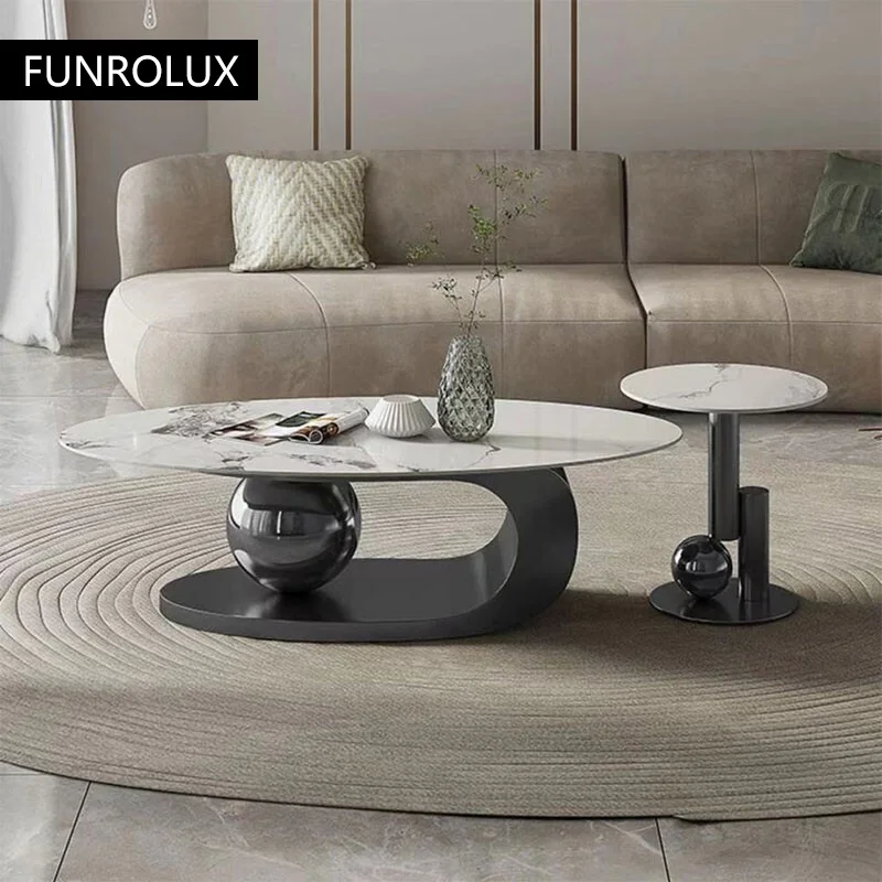 Luxury-Rock-Round-Gold-CoffeeTable-Living-Room-Household-Modern-Black ...