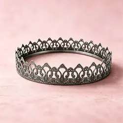 Royal Gold Vintage Metal Crown - Elegant Full - Round Accessory for Celebrations and Special Occasions (Black)