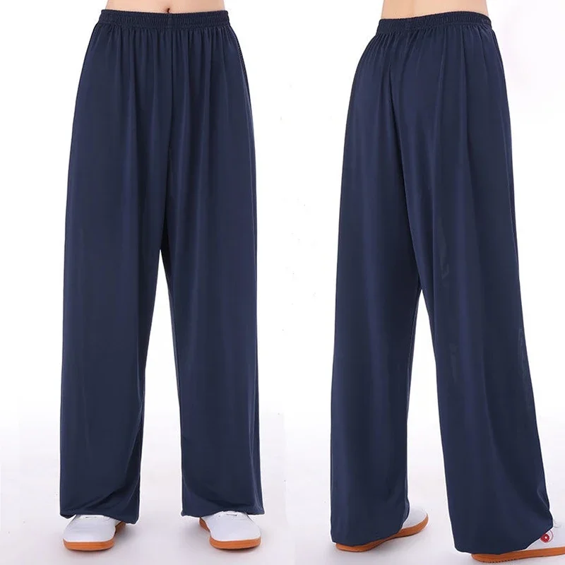 Tai Chi Trousers Martial Art Trousers Unisex Ice Silk Tai Chi Pants Summer Loose Practice Martial Arts