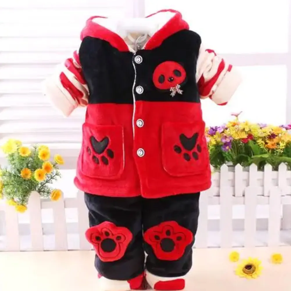 Description Picture 5 of itemBaby Winter Suits,Coat Pants Hooded Vest Set,Toddlers Cartoon Panda Flannel Cotton Clothing,Baby Boys Girls 3-Piece Warm Outfits