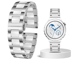 Premium Ceramic Wristband in White and Black for Smart Watches - Stylish Universal Replacement Strap for Men and Women (3 - silver - white)
