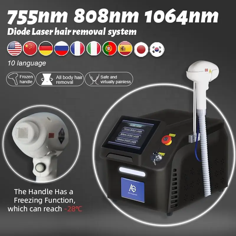 755 808 1064 NM 3 Wavelength Hair Removal Skin Rejuvenation Diode Laser Permanent Painless Freezing Point Depilation Machine CE