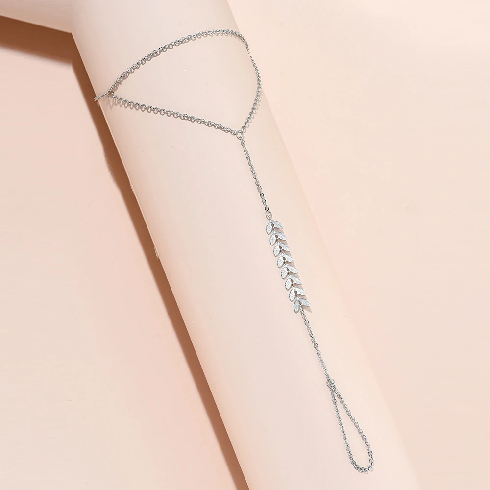 New Arrow Heart Link Chain Ring Connected Bracelets Gold Color Metal Finger Ring Bracelets Hand Harness Fashion Jewelry Women