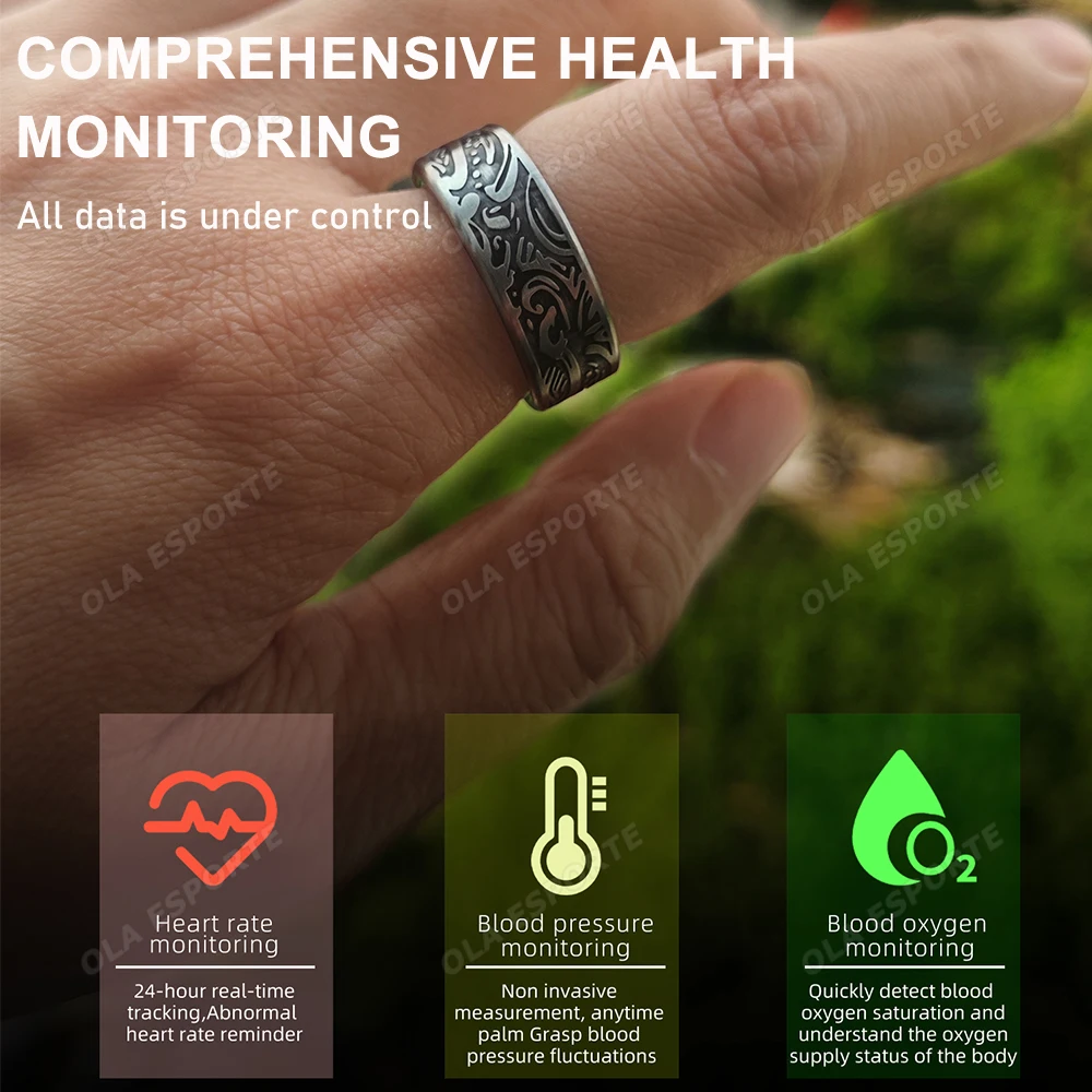 2025 New Smart Ring Men Women, Heart Rate Blood Oxygen, Blood Pressure Monitor, IP68 Waterproof Sports Smartring For Android IOS 3