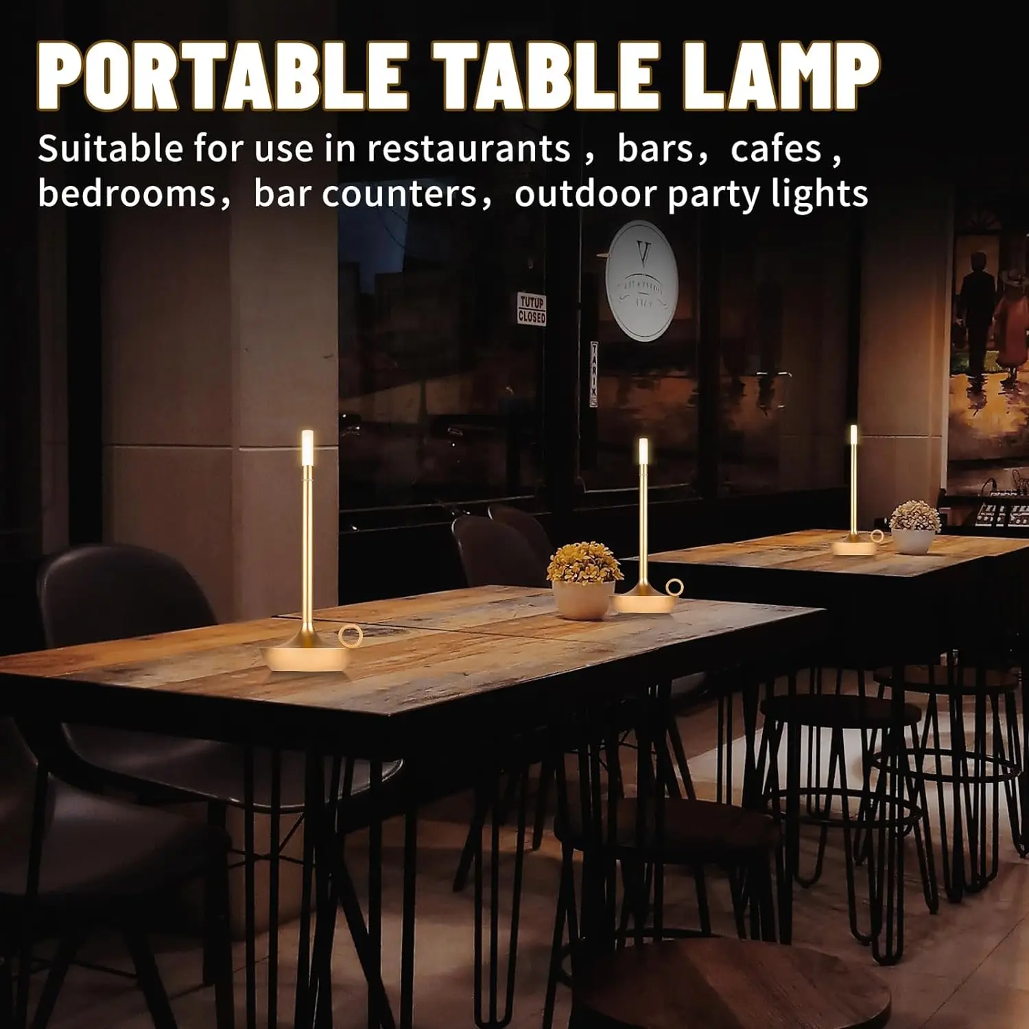 Rechargeable Table Lamp Touch Sensor Desktop LED Night Light Wireless Reading Lamp for Restaurant Hotel Bar Bedroom Decor Light 3