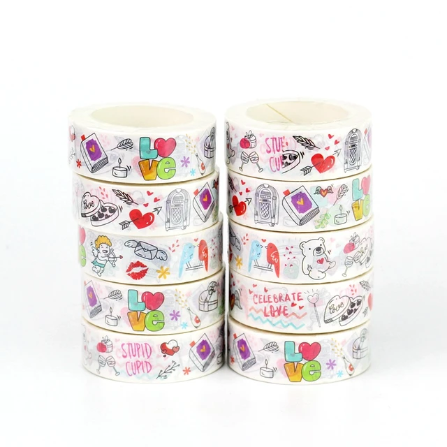 NEW 1PC 10M Cute Cupid's Arrow Birds Valentine Washi Tape for Scrapbooking  Planner Adhesive Masking Tape Kawaii Stationery - AliExpress