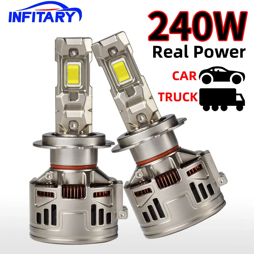 240W 자동차 LED 헤드라이트 2구 구리 튜브 고출력 전구 자동차 H7 H4 H..