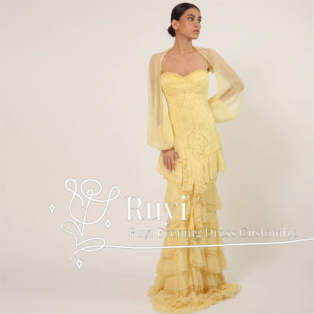 Classy Chiffon Ruffle Yellow Short 18th Birthday Dress Formal Homecoming Dress Y9078