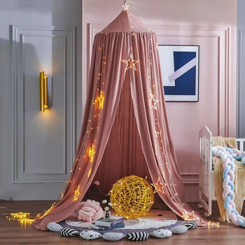 Battilo Lit d'enfant Moustiquaire Balde de lit pour chambre de garçons et de filles Rideau de lit pour enfant Berceau Tente d'enfant Tent de jeu ronde suspendue 1