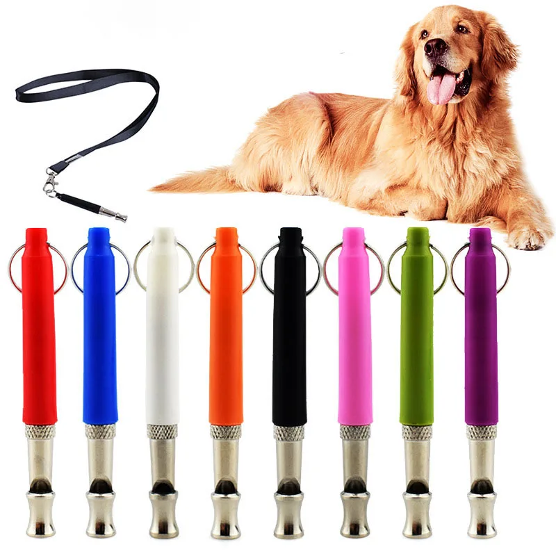 

New Pet Ultrasonic Adjustable Whistle Trainer with Sling Stainless Steel Material Dog Flute Pet Training Supplies Accessories