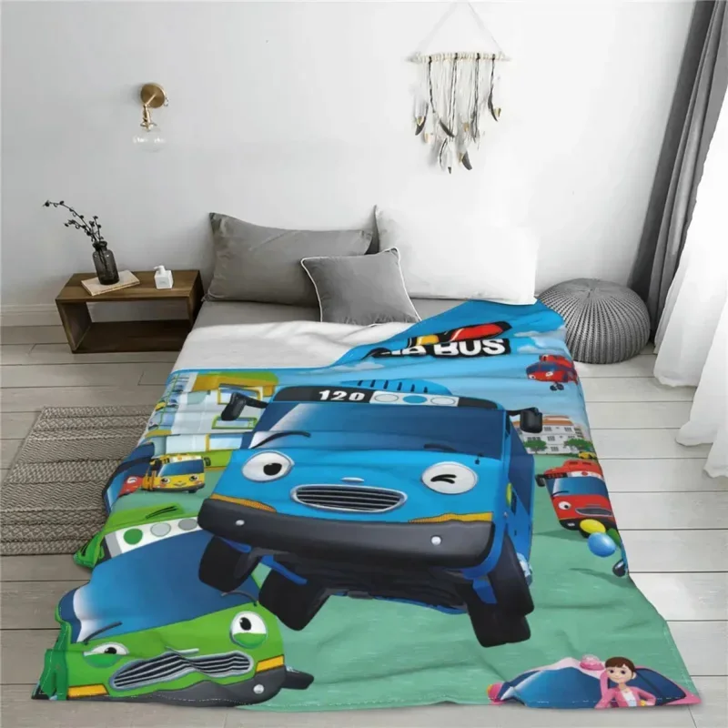 Tayo The Little Bus Child Wool Blankets Korea cartoon anime for kids Custom Throw Blanket for Bed Sofa Couch 200x150cm Quilt 2