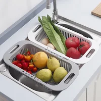 Kitchen Organizer Soap Sponge Holder Adjustable Vegetable Drain Basket Sink Rack Telescopic Drain Rack Kitchen Organizer Gadgets 5