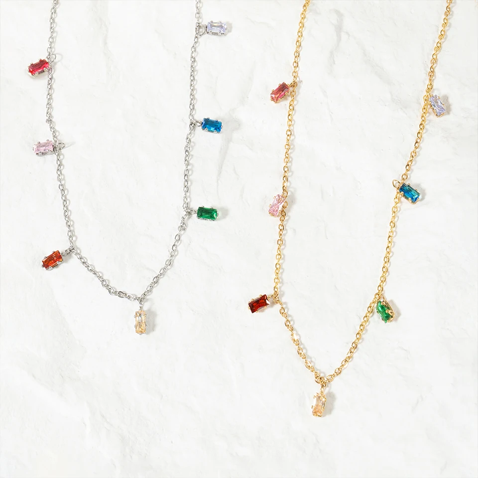 eManco Stainless Steel Popular Zirconia Tassel Chain Necklaces