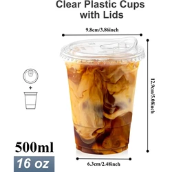 Durable Clear Plastic Cups with Sip Lids - Perfect for Iced Beverages and Smoothies (16oz)