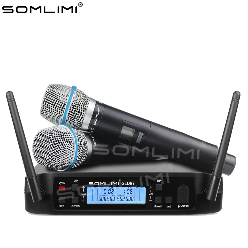 SOMLIMI 500-599MHz B87A 무선 마이크, UHF 2 채널 전문, 파티 노래방 교회 쇼 모임