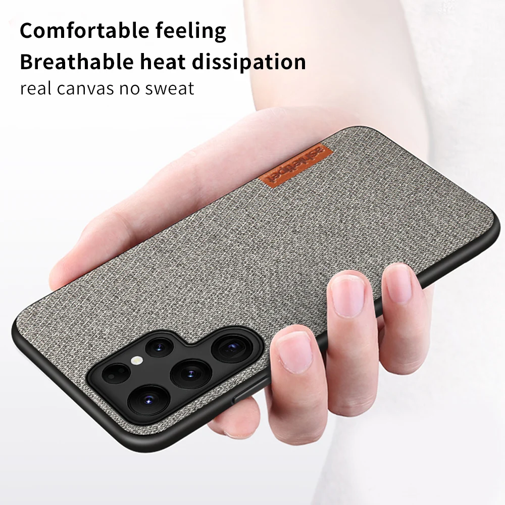Fabric Canvas Phone Case for Samsung Galaxy S23 S22 Ultra S21 Plus S20 FE A54 5G 360 Full Protective Back Cover