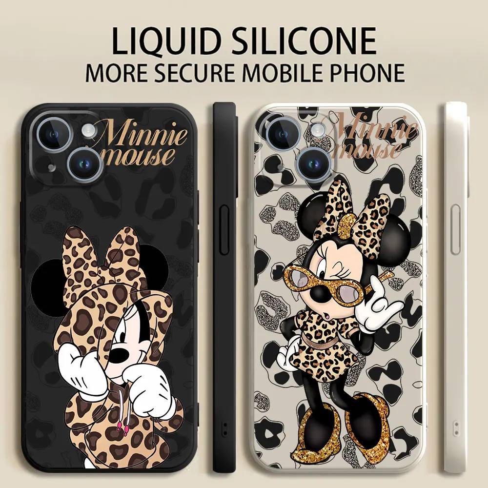 Custodia Per Telefono Per Iphone 15 14 Plus 13 Mini 12 Se 8 Xr Xs X 7 6S 11 Pro Max Square Liquid Disney Mickey Minnie Mouse Cover In Silicone