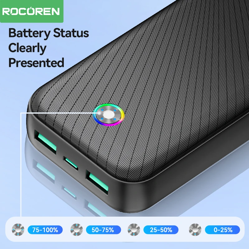 Rocoren 22.5W 20000mAh Power Bank QC PD 3.0 Fast Charge PowerBank Portable 10000mAh External Battery For iPhone 16 Pro Xiaomi mi - Image 3