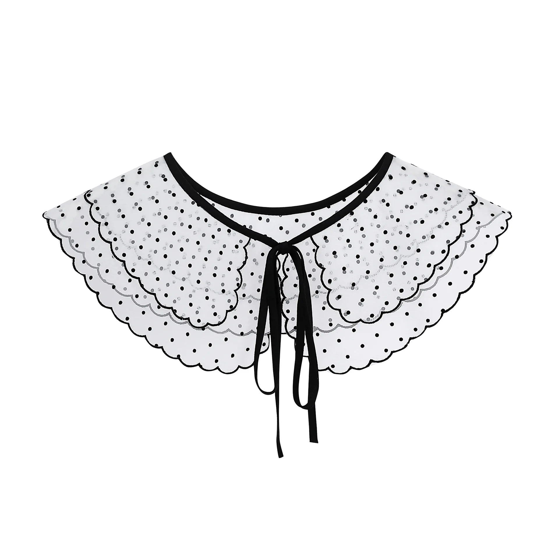 

Lace Small Shawl Women Cloak Summer White Sunscreen with Skirt Bow Tie False Collar