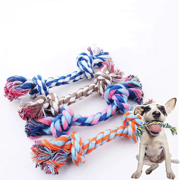 

17CM Dog Toys Pet Supplies Cotton Chewable Knots Durable Braided Bones Rope Fun Tools SN2282