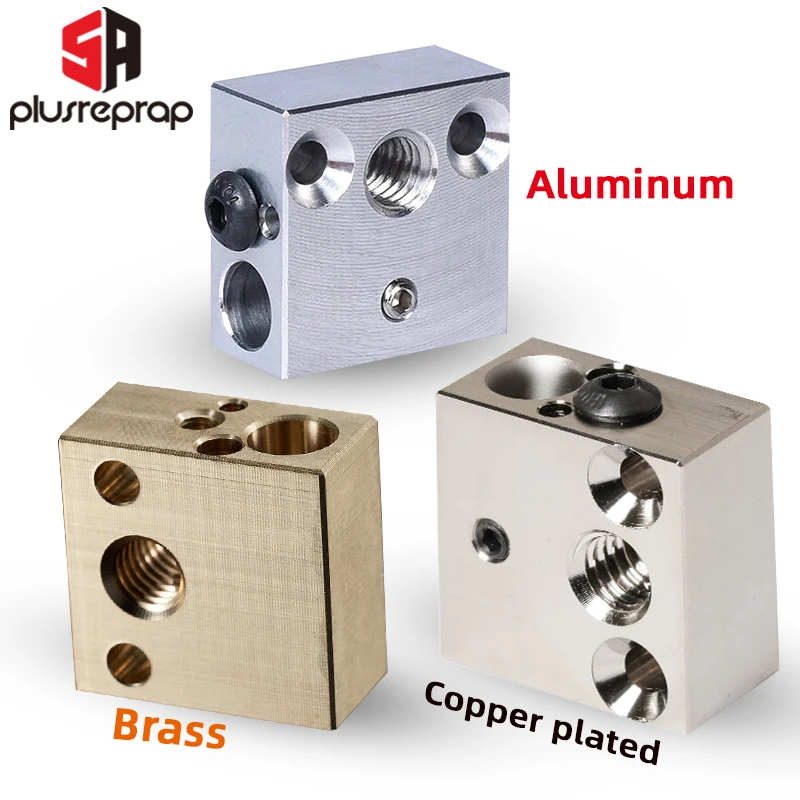 CR10 Aluminum / Brass / Plated Copper Heated Block for Ender 3 Cr10 Ender3 V2 3D Printer Extruder Hotend Mk8 Nozzles