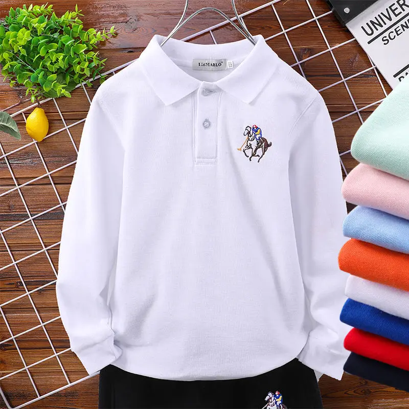 

Boys and Girls Children's Clothing Long Sleeve T-shirt 2023 Children's Spring and Autumn Clothes Polo Shirt Polo Collar Top