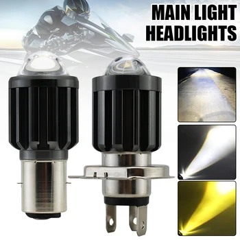 DC 12V H4 BA20D LED 오토바이 헤드라이트 전구, CSP 10000Lm 화이트 옐로우 하이 로우 빔 안개등, 방수 오토바이 스쿠터 램프