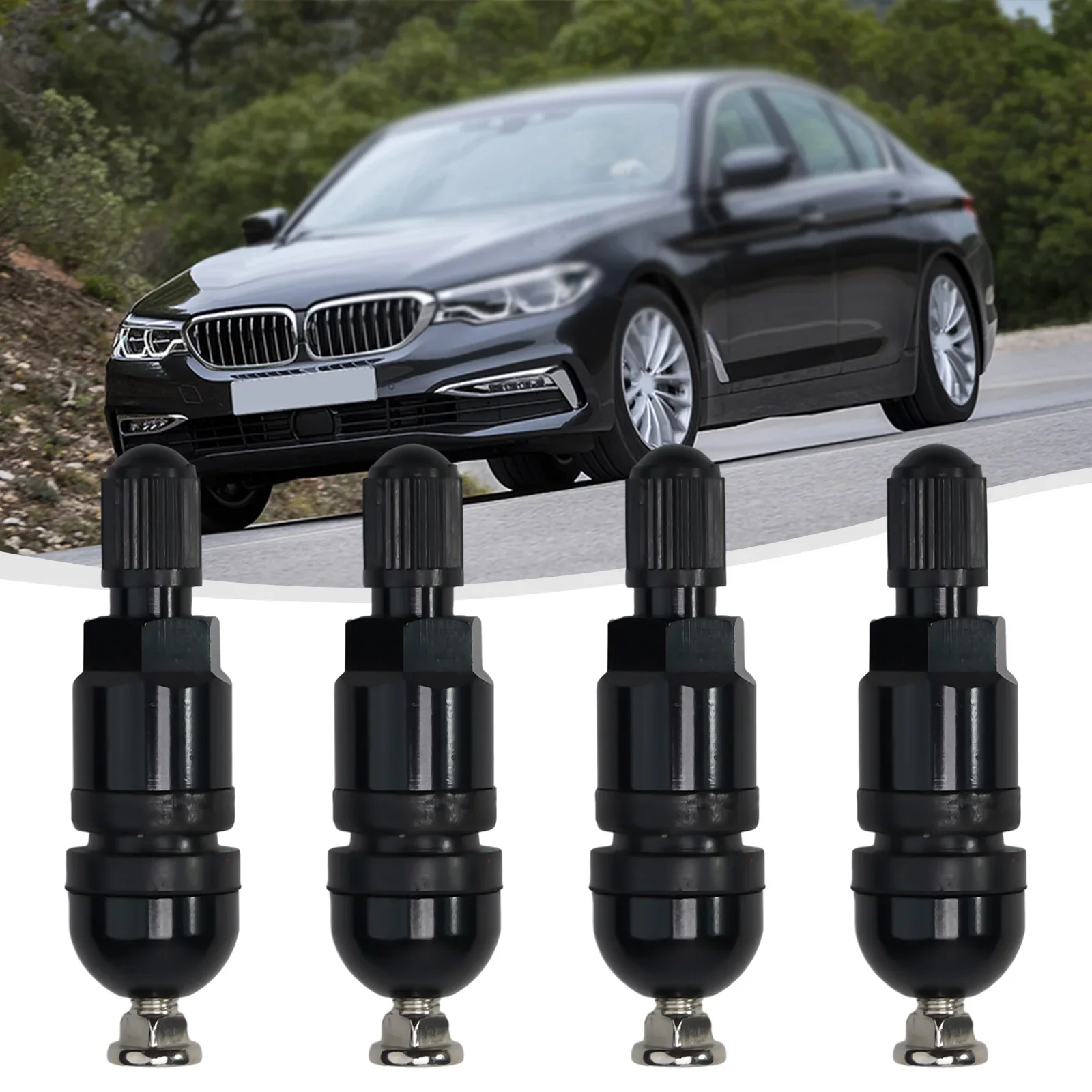 

4 Pcs Car TPMS Tire Pressure Sensor Valve Stem Repair Kits For BMW 5 Series Black Tire Pressure Sensor Repair Parts