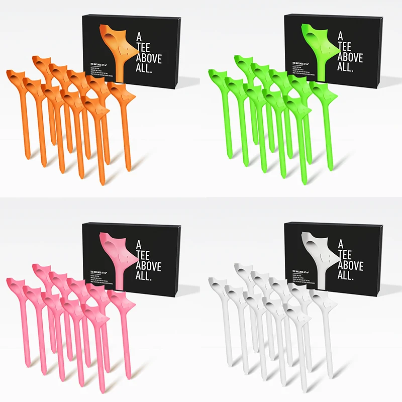 Golf Tees 10° Diagonal Insert Golf Ball Tee 4-Color Boxed Rhombic Golf Ball Holder Reduces Rotation Increases Distance Speed