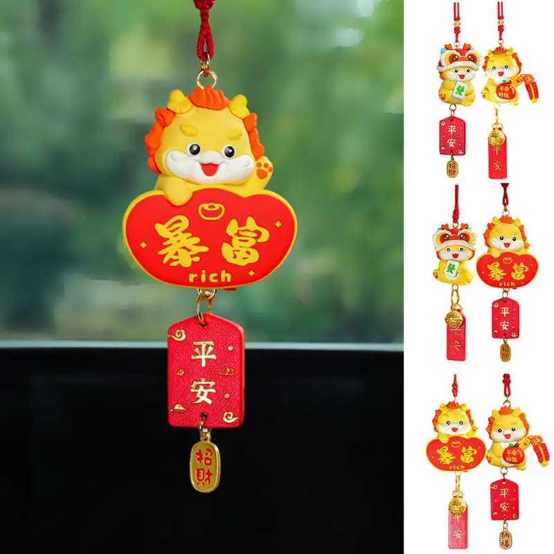 

Car Lucky Pendant New Year Of The Dragon Hanging Pendant Decor Auto Rearview Mirror Bonsai Ornament For Car Interior Accessories