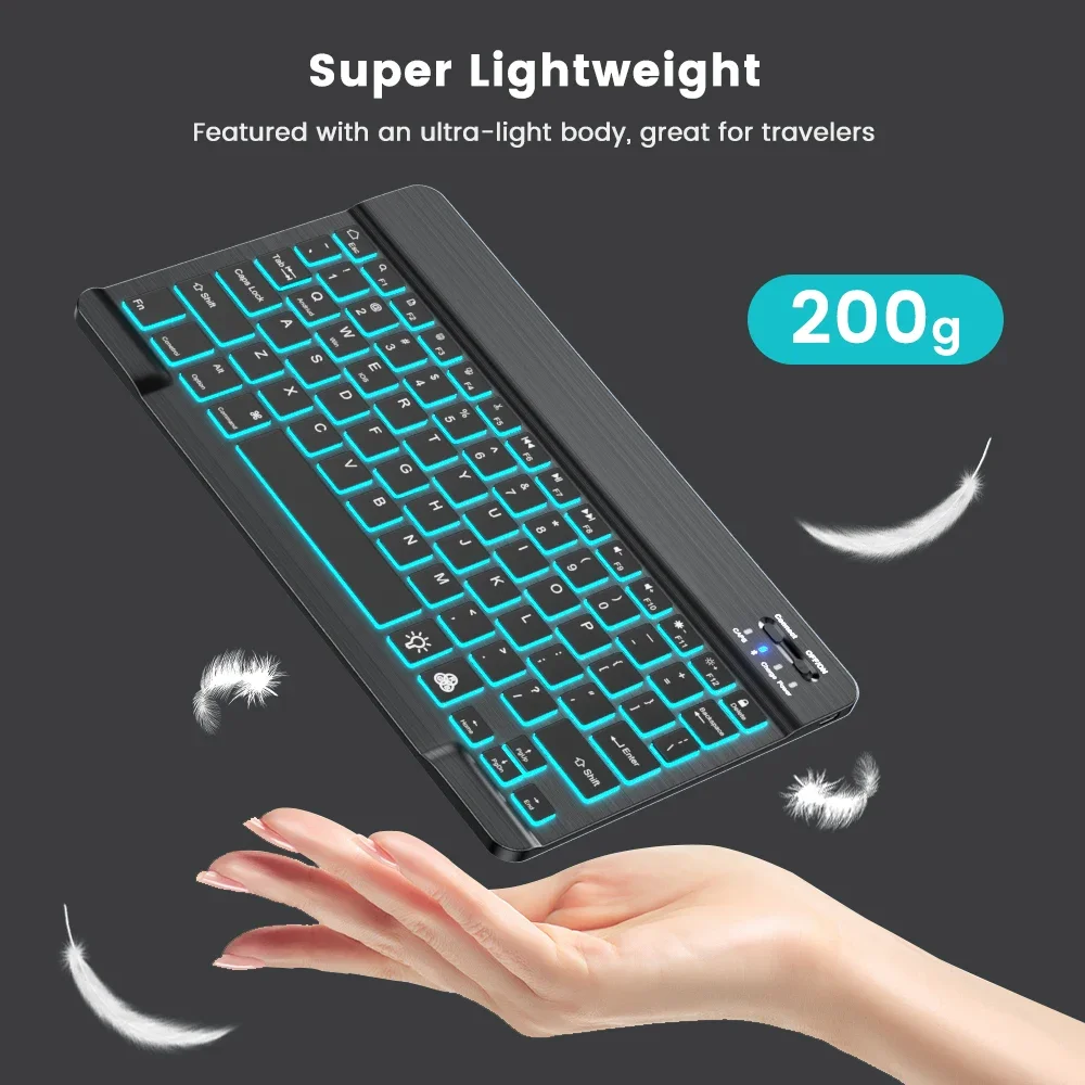 Mini Backlit RGB 10inch Bluetooth Keyboard Wireless mouse Rechargeable for IOS Android Windows Teclado For iPad Samsung Tablet