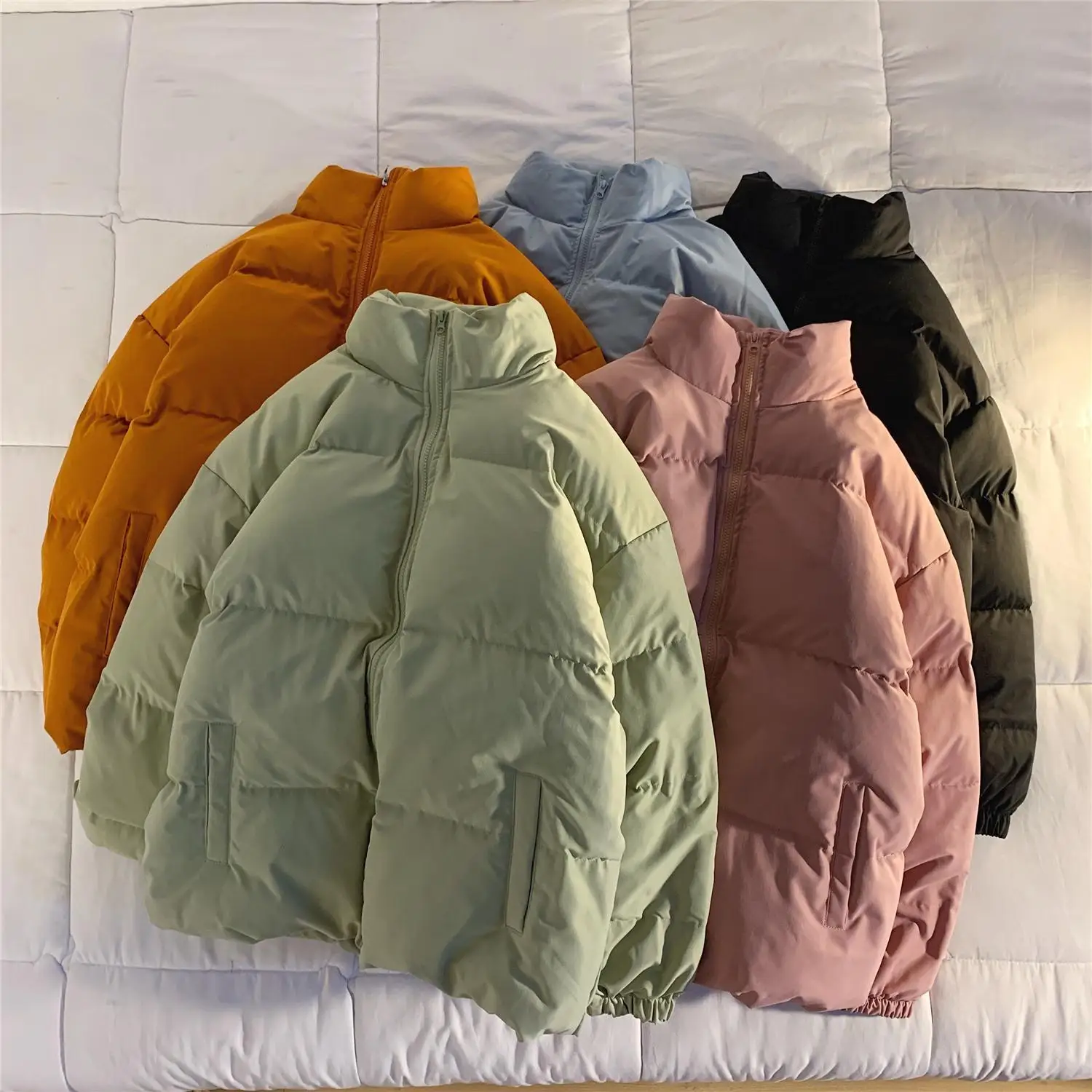 

Solid Color Warm Oversize Winter Jacket Women Stand Collar Female Parkas Casual Loose Winter Coat For Women